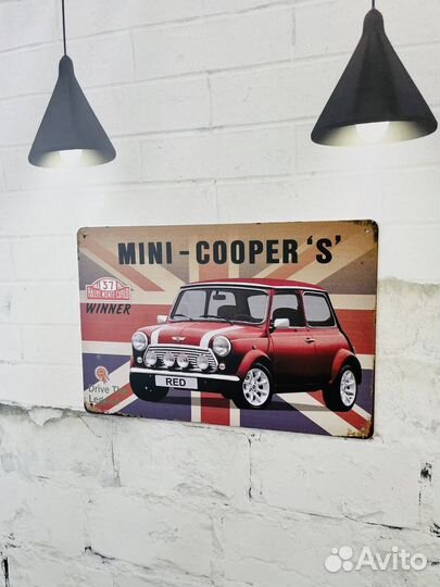 Декор на стену табличка Mini Cooper