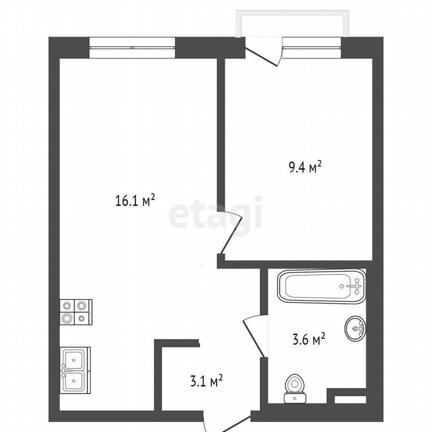 1-к. квартира, 32,2 м², 3/14 эт.