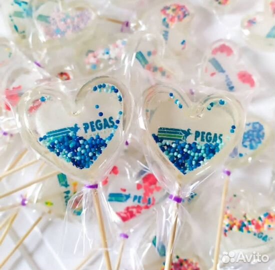 Леденец погремушка из изомальта с логотипом