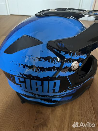 Мотоциклетный шлем BLD-819-7, черно-синий, L