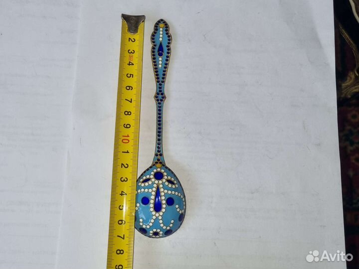 Ложка серебряная с эмалью
