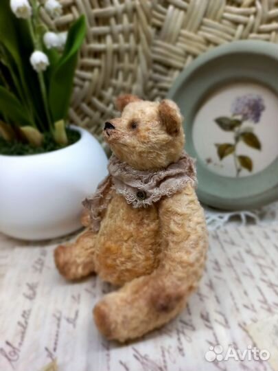 Мишка тедди ручная работа сидя 8см
