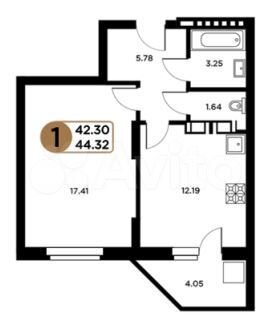1-к. квартира, 44,3 м², 17/26 эт.