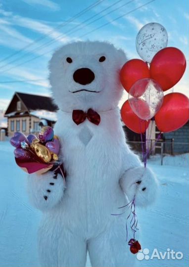 Белый Мишка на поздравление