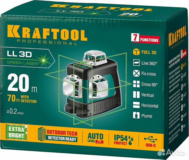 Лазерный нивелир kraftool LL 3D (34641)