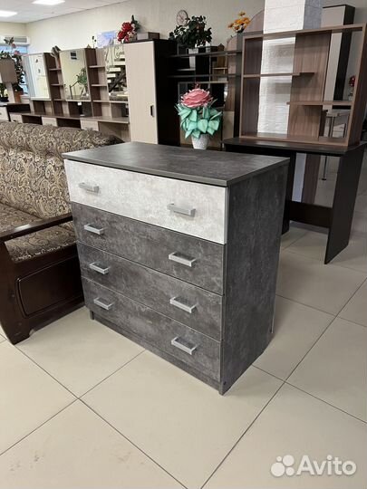 Комод 4 ящика лдсп Цемент темный/светлый 86х45х88