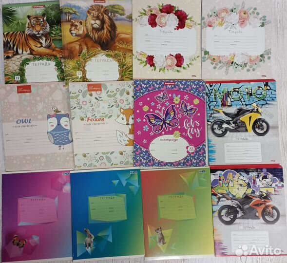 Тетради 12-18-24л однотонные и цветные обложки