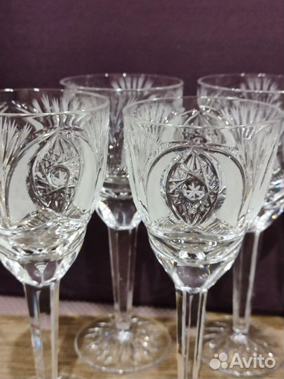 Хрустальные бокалы СССР набор 6 шт