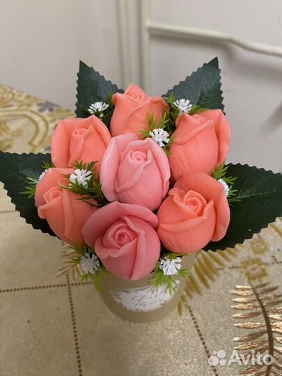 Букет роз из мыла