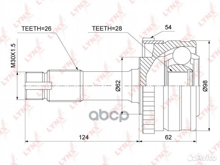 ШРУС внешний перед прав/лев CO-3891A lynxauto