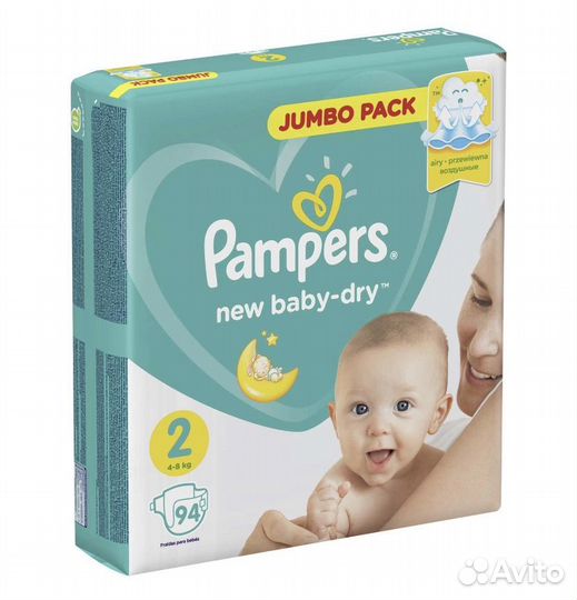 Подгузники pampers new baby-dry #2 94 шт