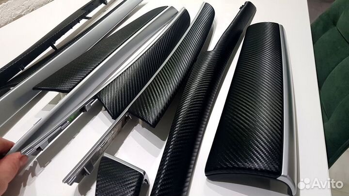 Планки салона кожаные под карбон BMW Х5/Х6 Е70 E71