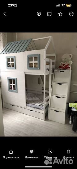 Детская кровать двухъярусная домик