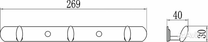 Планка с крючками (3 крючка) Savol (S-003253)