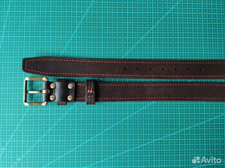 Ремень из кожи буйвола 38 мм с кованой пряжкой