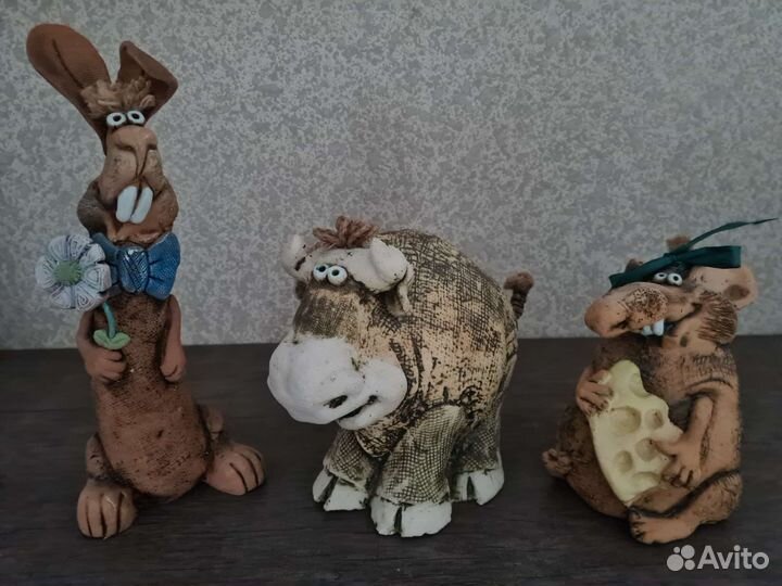 Авторские композиции животных из глины