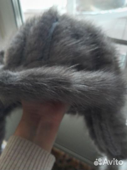 Шапка - ушанка из вязаной норки