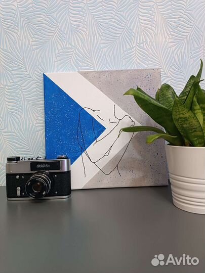 Картина акрил и вышивка