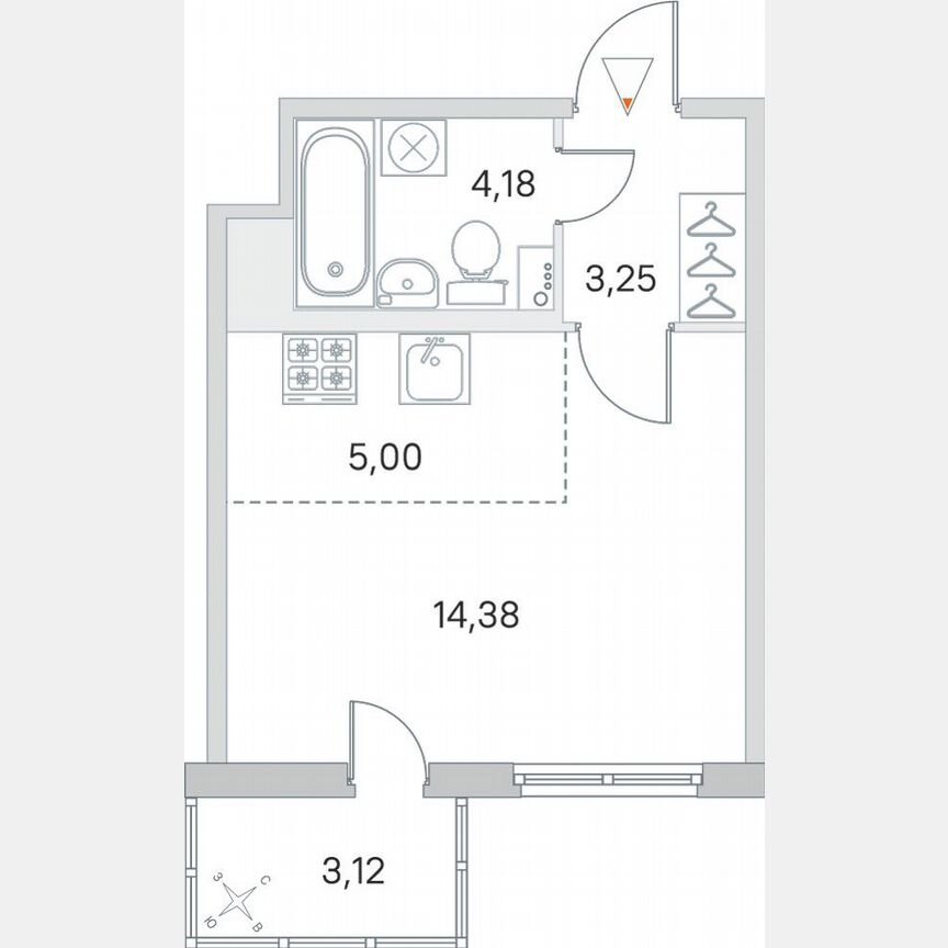 Квартира-студия, 27,8 м², 6/8 эт.