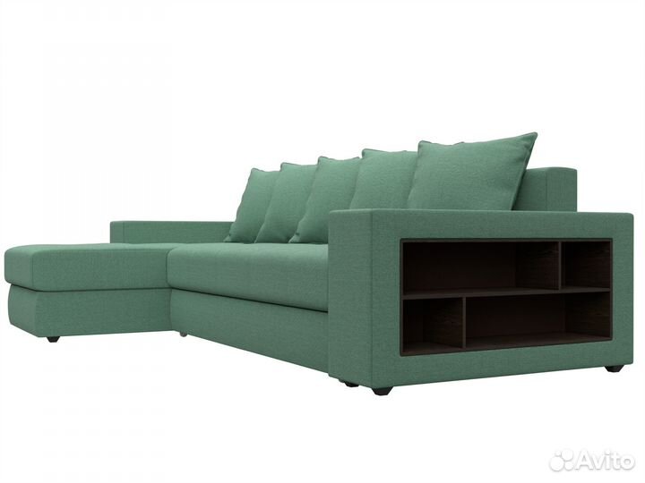 Диван угловой Дубай левый угол, рогожка, амур зеленый