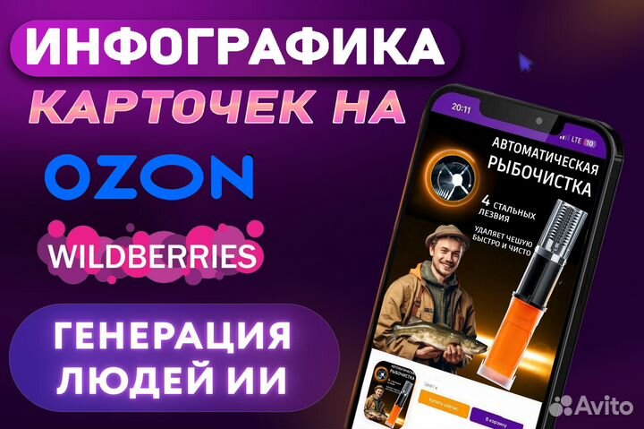 Карточки для маркетплейсов с ии-моделью человека
