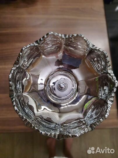 Конфетница на ножке, стекло, цвет серебро