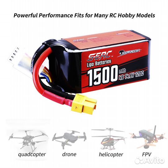 Аккумулятор lipo sunpadow 4s 1500mah