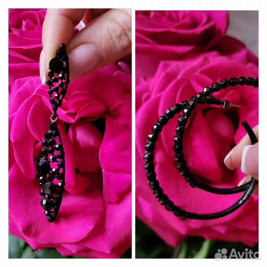Серьги. Корея. Кристаллы Swarovski,цирконы