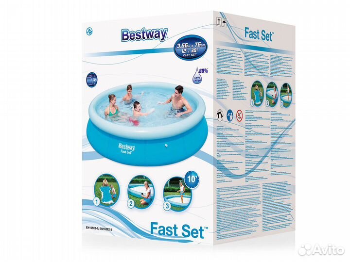 Надувной бассейн Bestway Fast Set Pools 366х76 см
