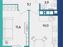 1-к. квартира, 38,4 м², 3/16 эт.