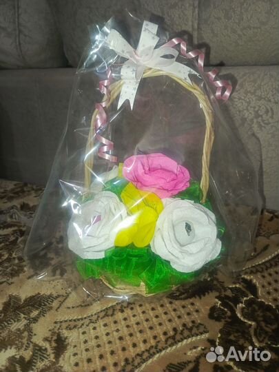 Корзинка с цветами ручная работа