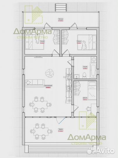 Дом барн хаус 95 м² (основание 8 х 12) под ключ