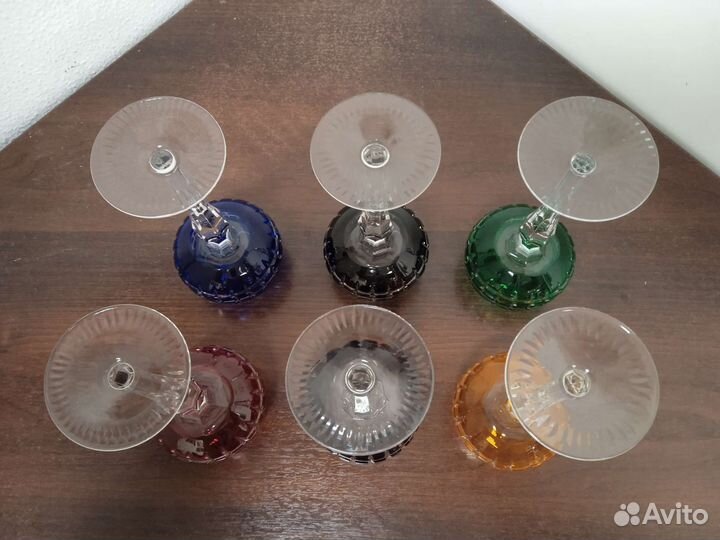 Комплект бокалов фужеров цветное стекло