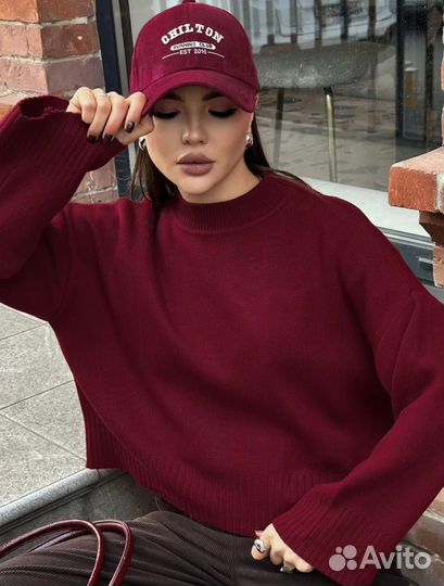 Свитер женский оверсайз бургунди