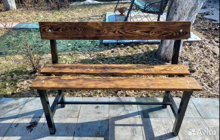 Скамья садовая лофт эконом со спинкой