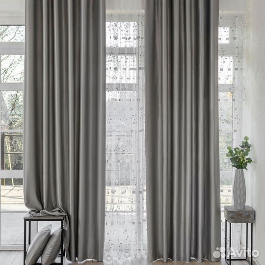 Комплект портьер сатен Адора Хром шторы