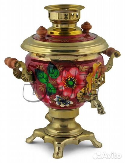 Самовар электрический Цветочный на красном (18898)