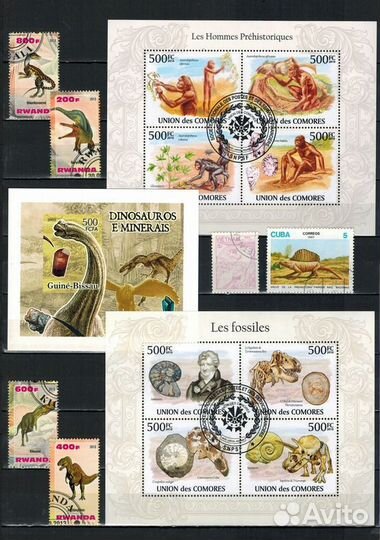 Марки. Флора и фауна. Динозавры и минералы