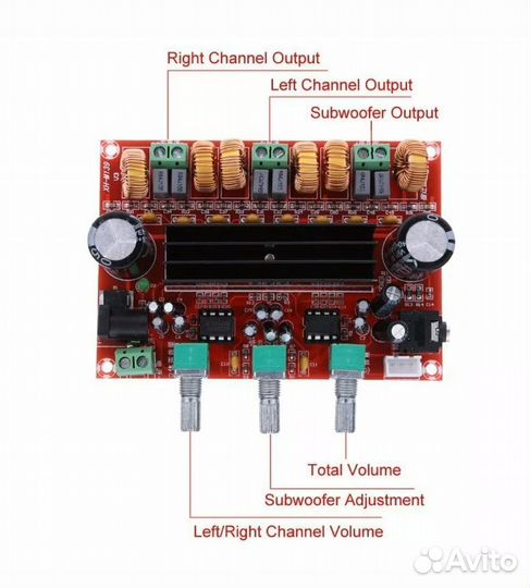 Усилитель звука. 2+1 на Саб. 3 канала. 100 ватт