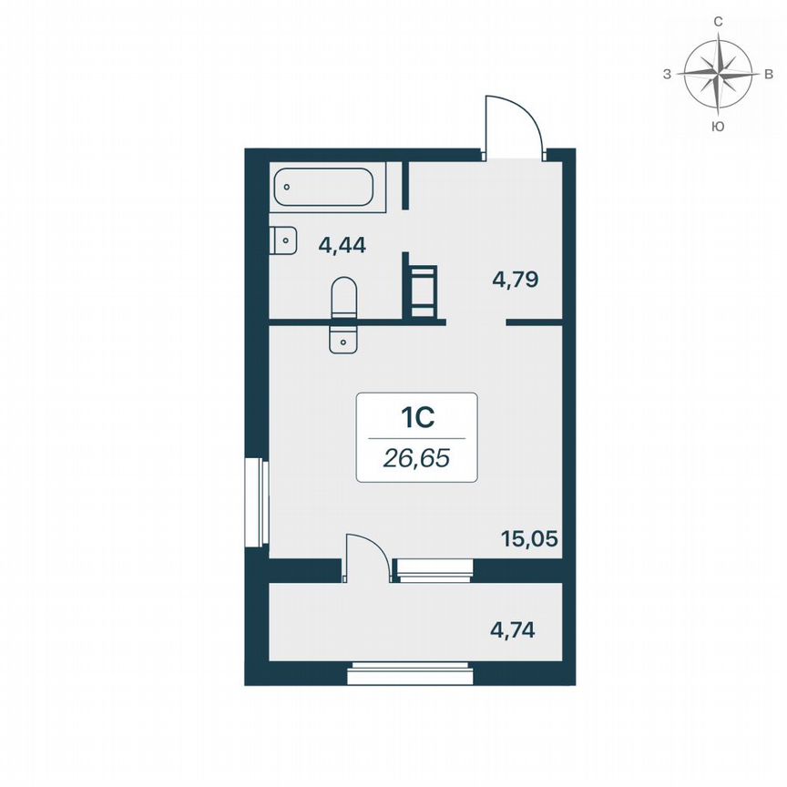Квартира-студия, 29,1 м², 8/9 эт.