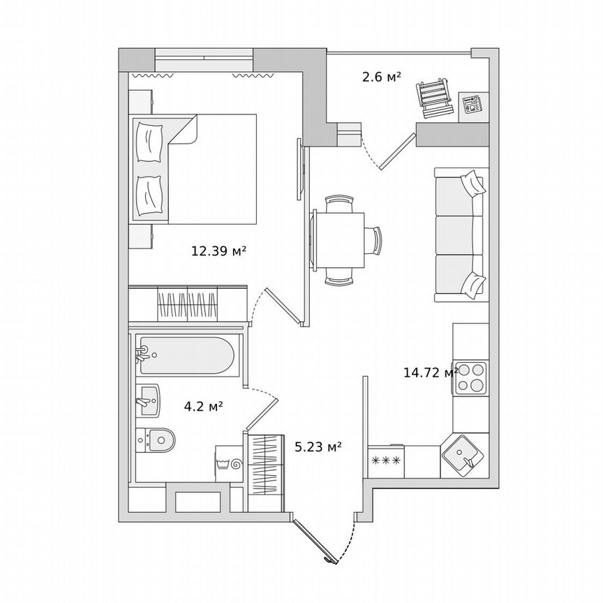 1-к. квартира, 38,9 м², 16/23 эт.