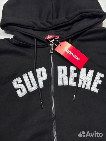 Зип худи Supreme черное базовое