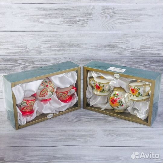 Набор ёлочных игрушек 'Чайная церемония' 10х9, 6,5