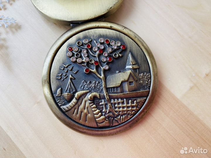 Зеркало карманное маленькое складное металлическое