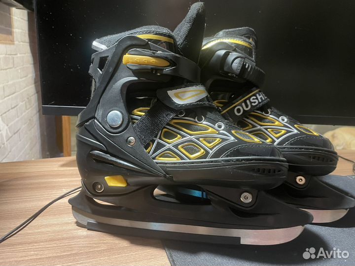 Коньки oushen раздвижные ледовые 35-38