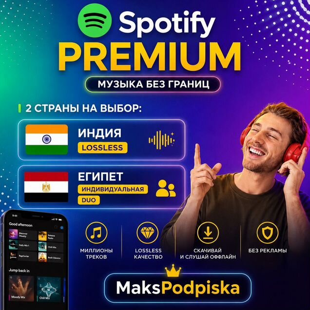 Подписка Spotify premium platinum lossless 1/3/6