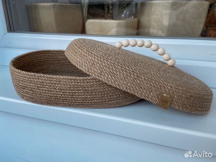 Корзина для хранения из джута зигзаг, хлебница