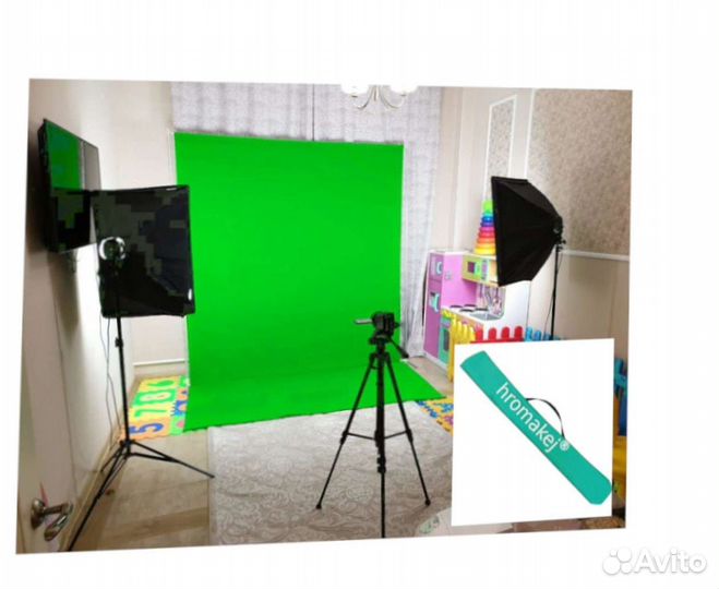 Фон хромакей 202 х 202 в комплекте с подставкой