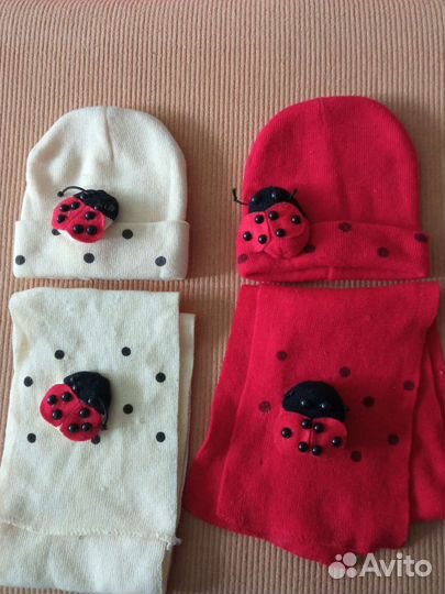 Шапка+шарф на 3-7 лет новые