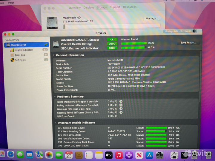 Ssd 1Tb Apple Macbook оригинал ssubx
